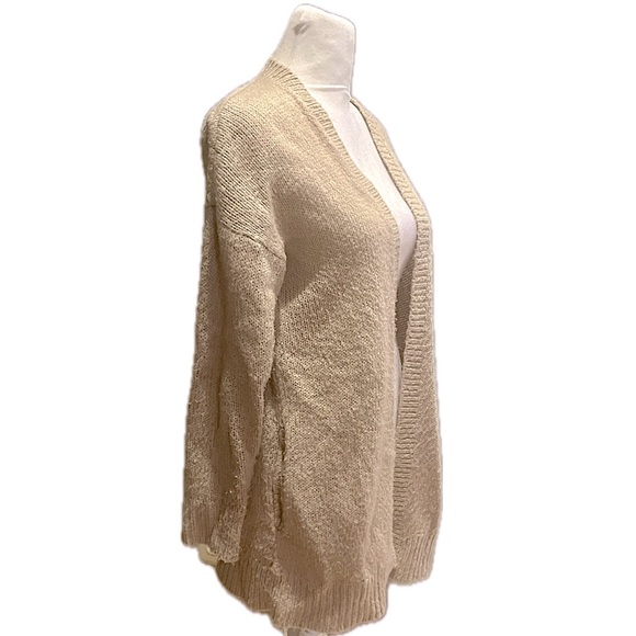 Wild Kiss Open Front Cardigan with Pockets in Tan, Women’s Size Medium - Picture 2 of 6
